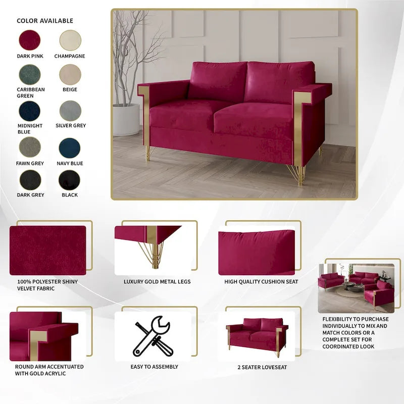 Velvet Upholstered Living Room Sofa