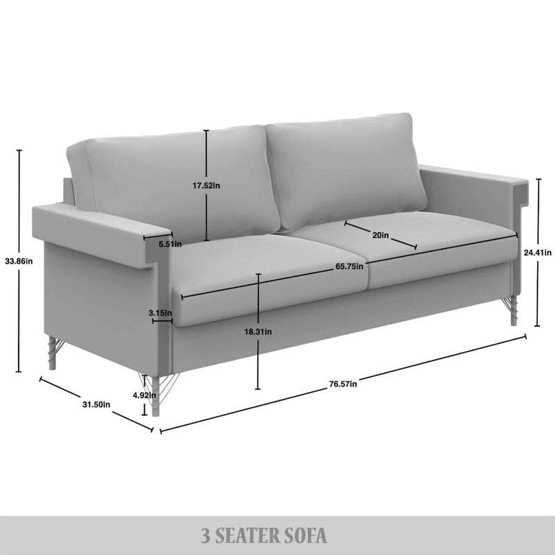 Velvet Upholstered Living Room Sofa