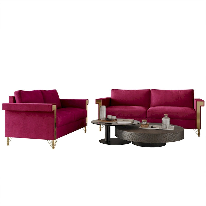 Velvet Upholstered Living Room Sofa