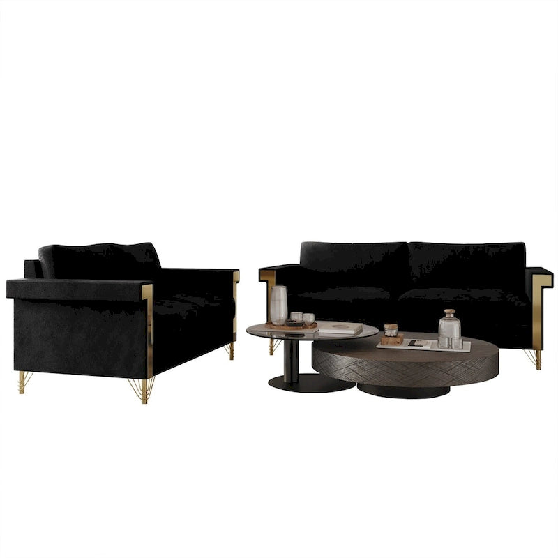Velvet Upholstered Living Room Sofa