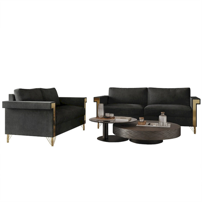 Velvet Upholstered Living Room Sofa