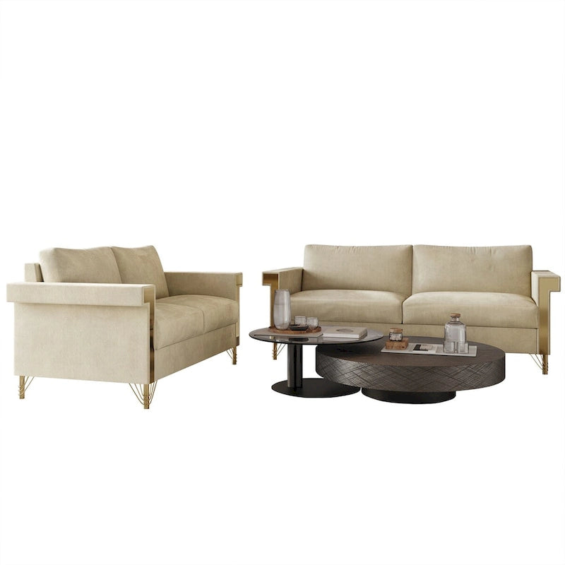 Velvet Upholstered Living Room Sofa