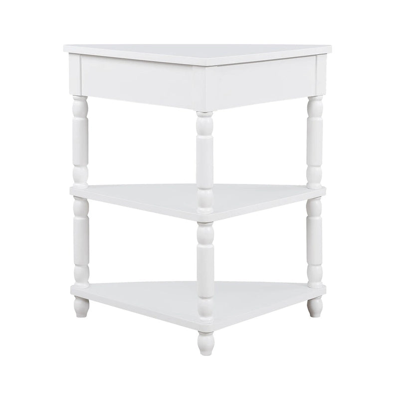 Triangle Corner Side Table with Solid Wood Legs, 3-Tier End Table for Small Spaces