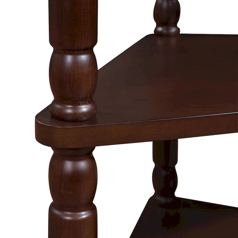 Triangle Corner Side Table with Solid Wood Legs, 3-Tier End Table for Small Spaces