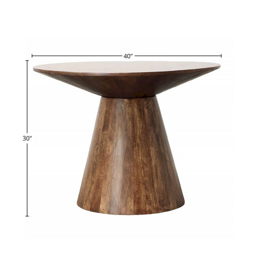 40" Mango Wood Dining Table, Medium Brown
