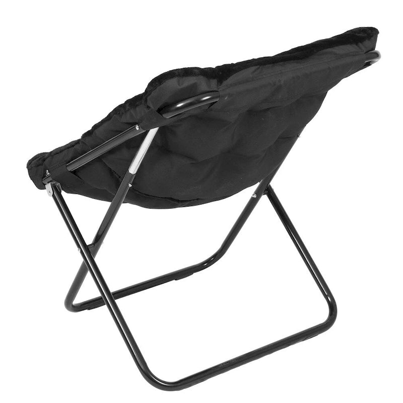 Folding Synthetic Fur Oversized Saucer Chair with Steel Frame