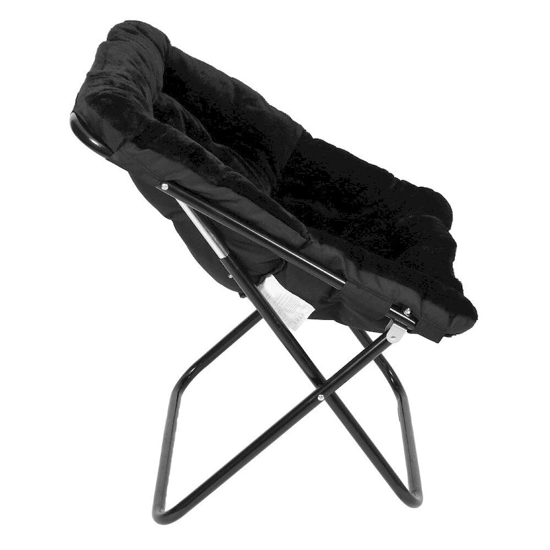 Folding Synthetic Fur Oversized Saucer Chair with Steel Frame