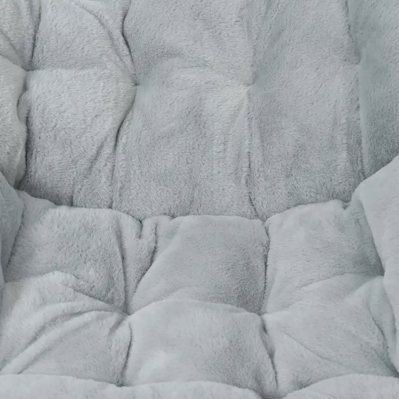 Folding Synthetic Fur Oversized Saucer Chair with Steel Frame