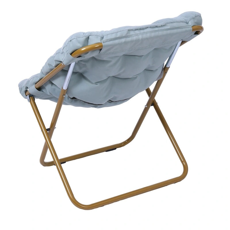 Folding Synthetic Fur Oversized Saucer Chair with Steel Frame