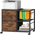 2-Drawer Fabric Lateral Filing Cabinet with Open Shelves