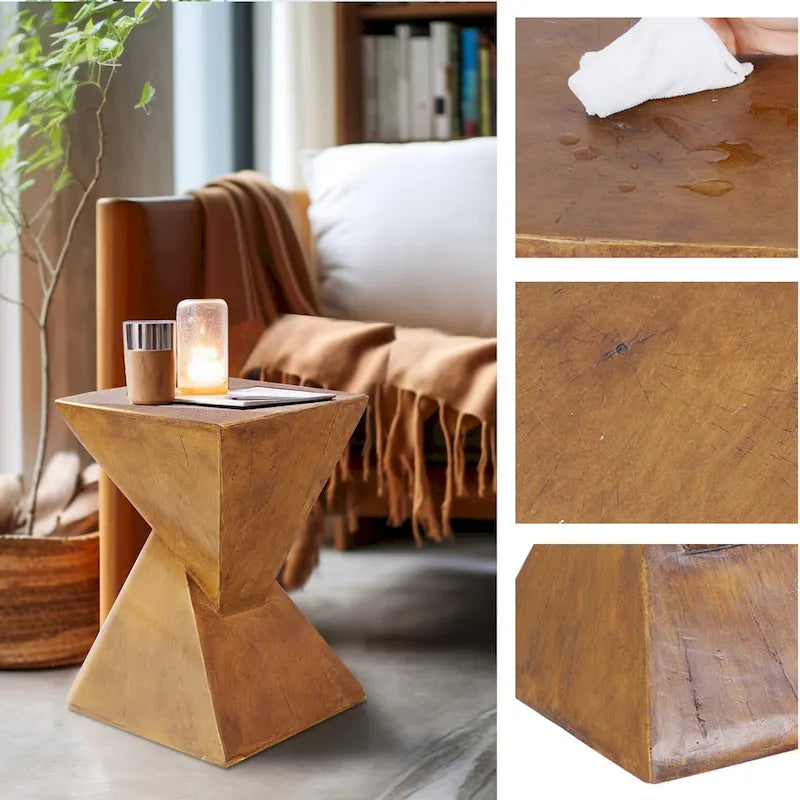 Modern Lightweight Concrete Side Table - 12x12x18 in