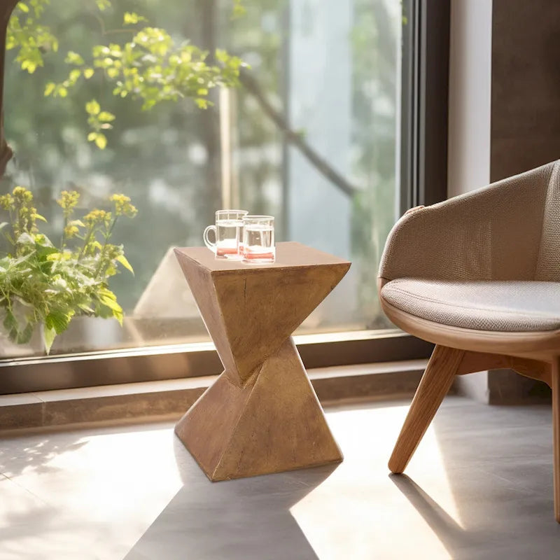 Modern Lightweight Concrete Side Table - 12x12x18 in