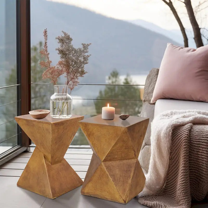 Modern Lightweight Concrete Side Table - 12x12x18 in