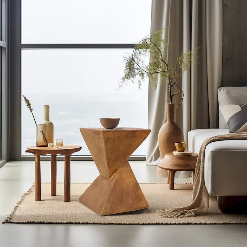 Modern Lightweight Concrete Side Table - 12x12x18 in