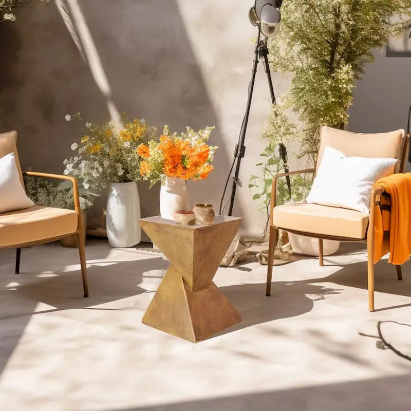 Modern Lightweight Concrete Side Table - 12x12x18 in