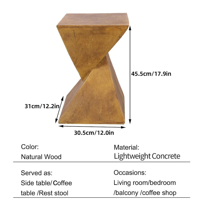 Modern Lightweight Concrete Side Table - 12x12x18 in