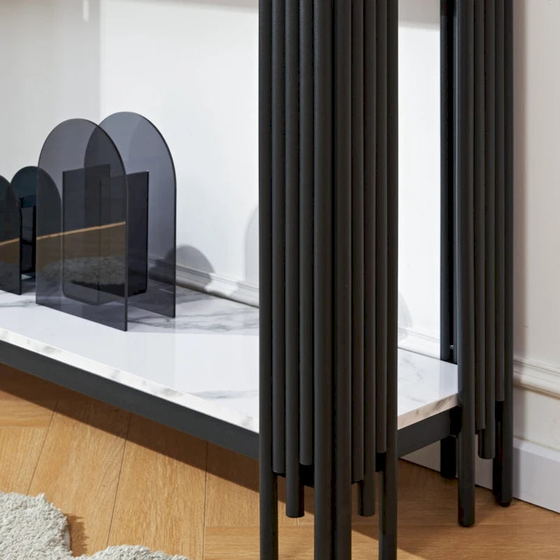 2-Tier Faux Marble Console Table, Modern Narrow Entryway & Hallway Table