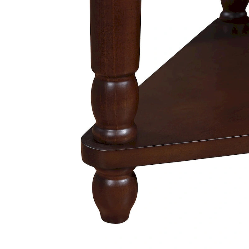 Small Triangle Corner Table, Wood Side Table for Small Spaces, 3-Tier End Corner Table with Solid Wood Legs