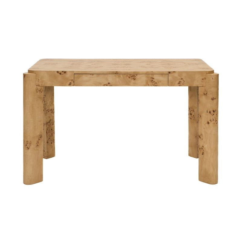 49-Inch Maple Burl Desk Vanity Table with Storage