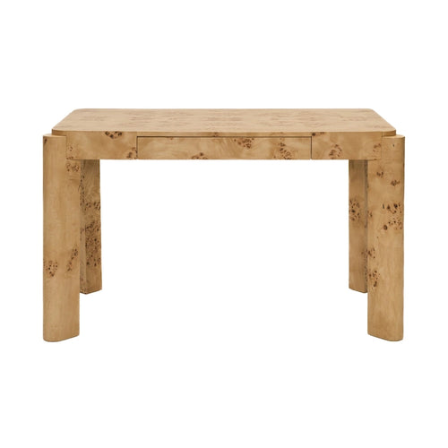 49-Inch Maple Burl Desk Vanity Table with Storage