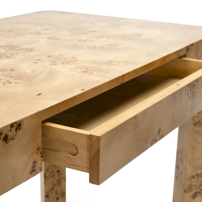 49-Inch Maple Burl Desk Vanity Table with Storage