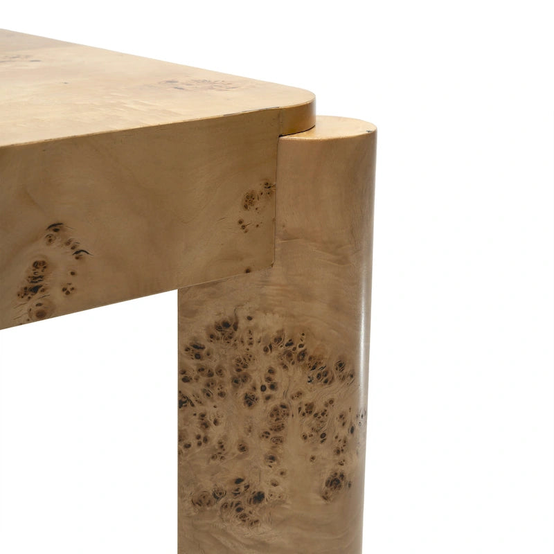 49-Inch Maple Burl Desk Vanity Table with Storage