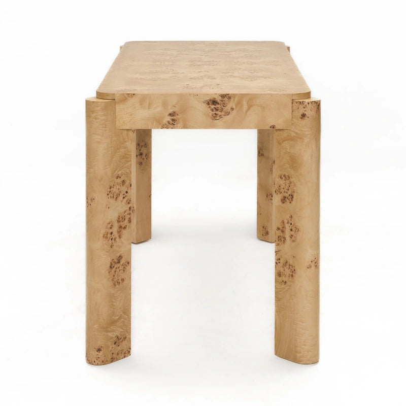 49-Inch Maple Burl Desk Vanity Table with Storage