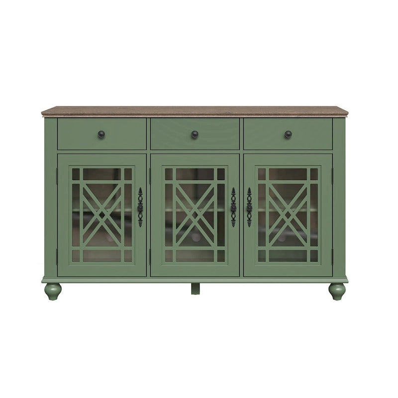 55" Vintage Style Kitchen Accent Buffet Sideboard Cabinet with Drawers