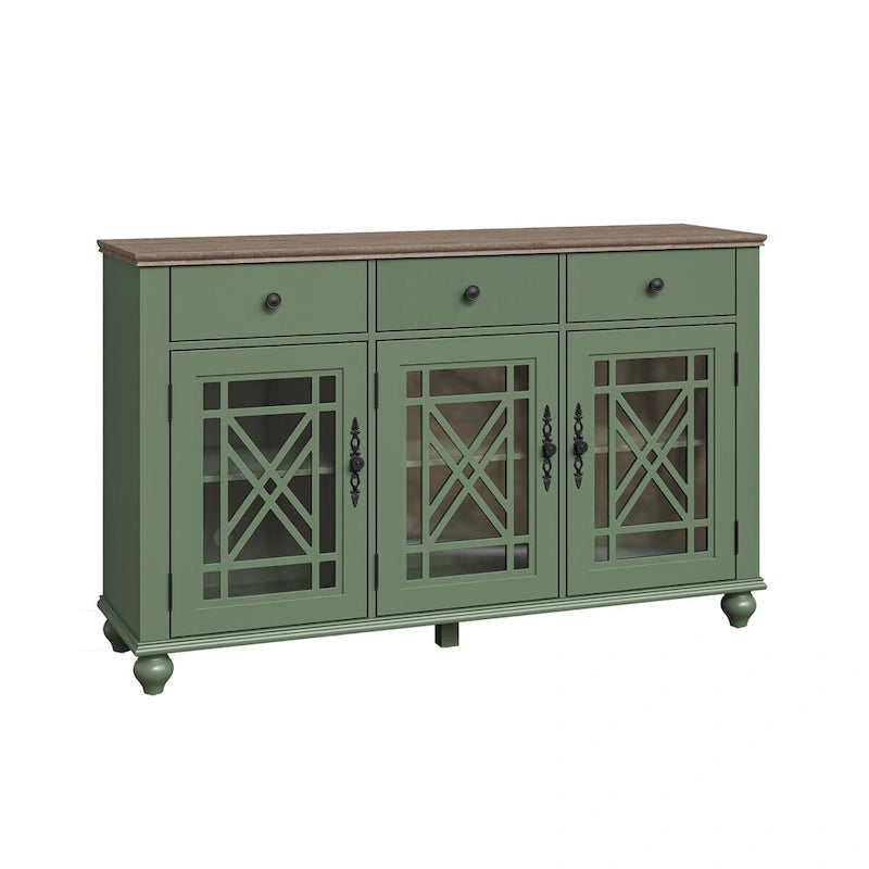 55" Vintage Style Kitchen Accent Buffet Sideboard Cabinet with Drawers