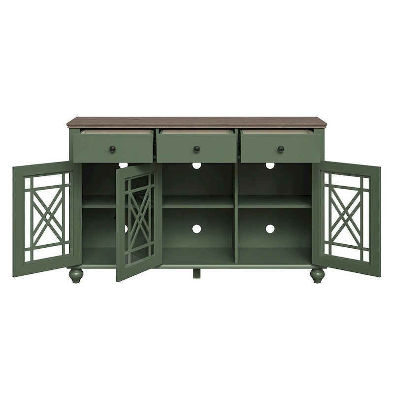 55" Vintage Style Kitchen Accent Buffet Sideboard Cabinet with Drawers