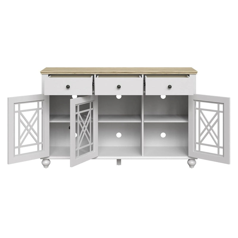 55" Vintage Style Kitchen Accent Buffet Sideboard Cabinet with Drawers