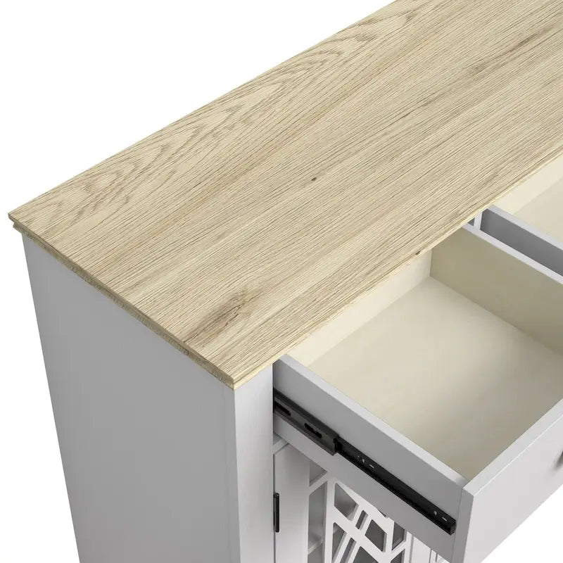 55" Vintage Style Kitchen Accent Buffet Sideboard Cabinet with Drawers