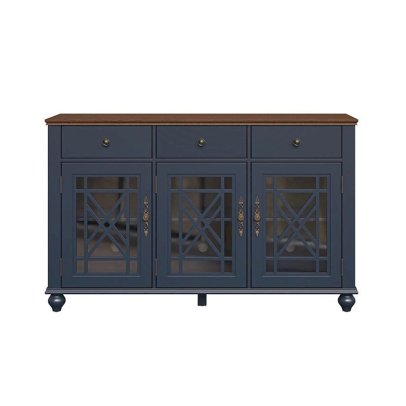 55" Vintage Style Kitchen Accent Buffet Sideboard Cabinet with Drawers