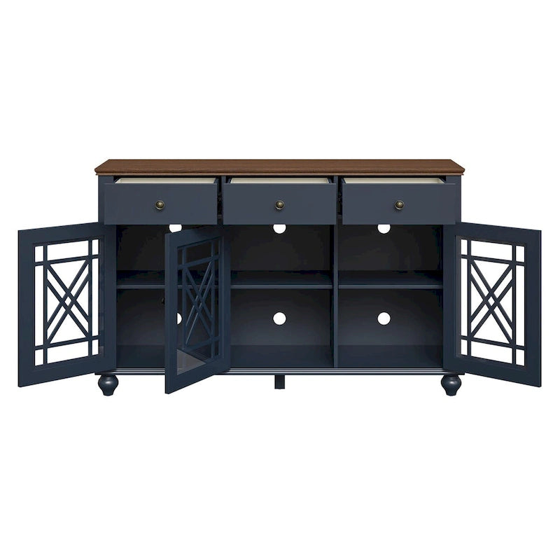 55" Vintage Style Kitchen Accent Buffet Sideboard Cabinet with Drawers