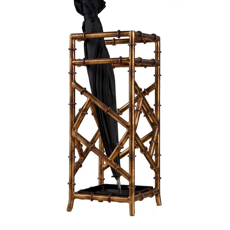 Antique Gold Iron Umbrella Stand Square - 8x8x21