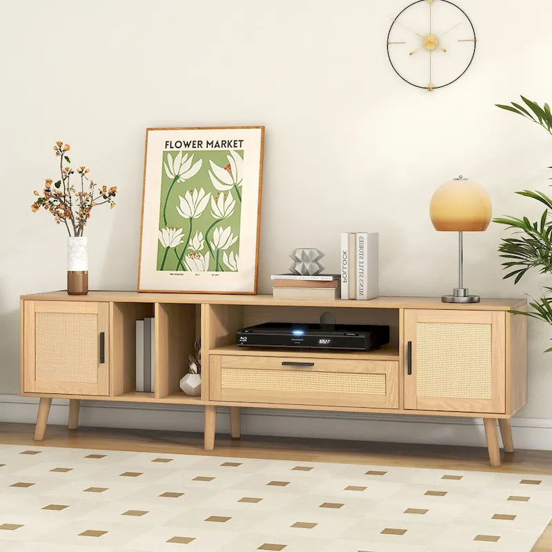 TV Stand for TVs up to 80" with Solid Wood Legs and Ample Storage