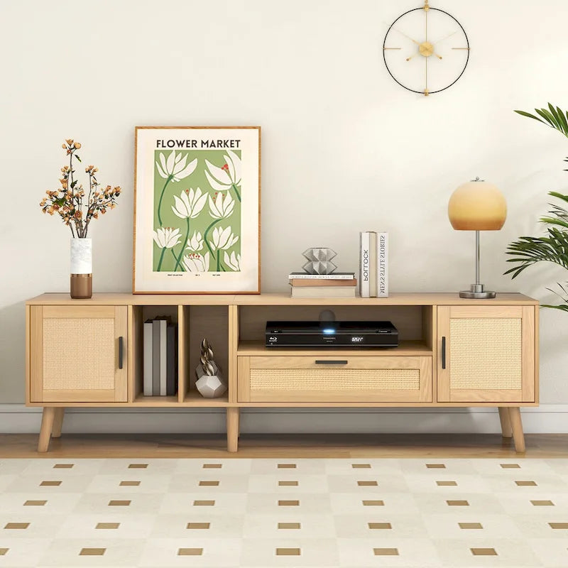TV Stand for TVs up to 80" with Solid Wood Legs and Ample Storage
