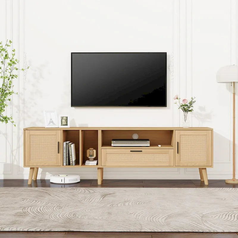 TV Stand for TVs up to 80" with Solid Wood Legs and Ample Storage