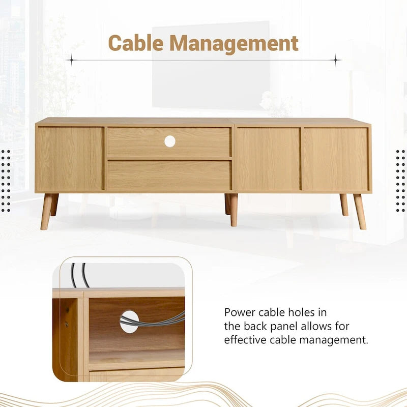 TV Stand for TVs up to 80" with Solid Wood Legs and Ample Storage