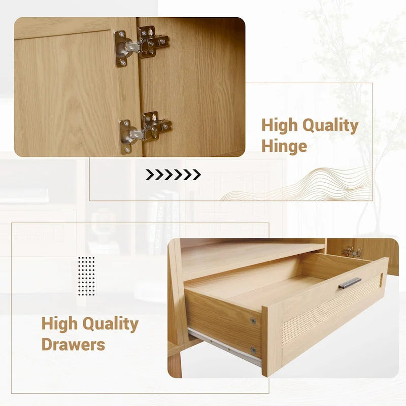 TV Stand for TVs up to 80" with Solid Wood Legs and Ample Storage