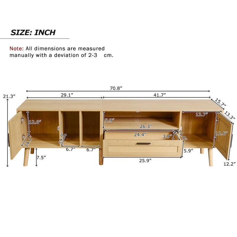 TV Stand for TVs up to 80" with Solid Wood Legs and Ample Storage