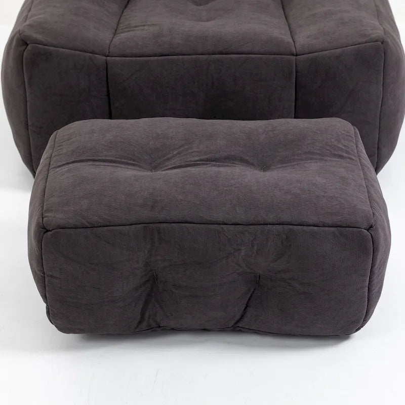 Fluffy Bean Bag Chair, Super Soft Lazy Sofa Chair With Memory Foam And Ottoman, Indoor Modern Bean Bag Chair